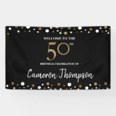 Persoonlijke Gold White confetti 50ste verjaardag Spandoek (Horizontaal)