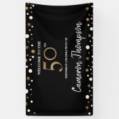 Persoonlijke Gold White confetti 50ste verjaardag Spandoek (Verticaal)