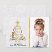 Persoonlijke Gold White Kaart voor kerstmis foto's (Voorkant / Achterkant)