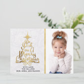 Persoonlijke Gold White Kaart voor kerstmis foto's (Staand voorkant)