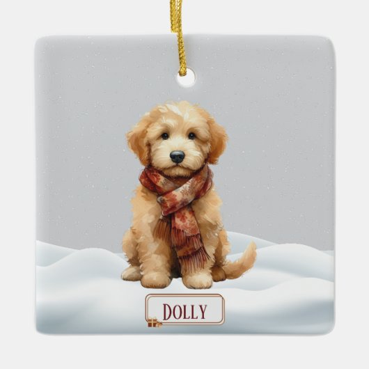 Persoonlijke Golden Doodle Kerst Ornament (Voorkant)