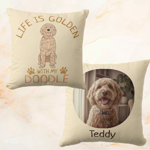 Persoonlijke Golden Doodle 'Life is Golden'-kussen Kussen