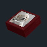 Persoonlijke Golden Retriever Dog Foto en naam Cadeaudoosje<br><div class="desc">Pas deze Golden Retriever Dog-keepasje aan met de foto en naam van je hond of puppy (of de foto/naam van een ander huisdier of persoon). De tekst luidt "Best Dog Ever" of voeg je eigen tekst toe - We houden van Daisy (de naam van je hond), de verjaardag van de...</div>