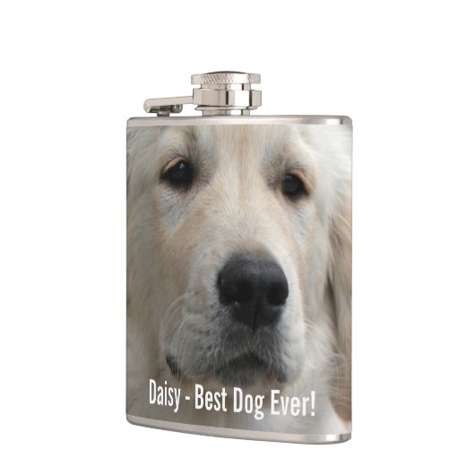Persoonlijke Golden Retriever Dog Foto en naam Heupfles (Links)