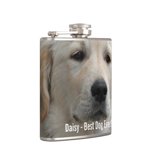 Persoonlijke Golden Retriever Dog Foto en naam Heupfles (Rechts)