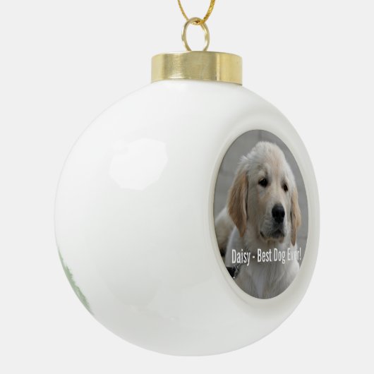Persoonlijke Golden Retriever Dog Foto en naam Keramische Bal Ornament (Links)