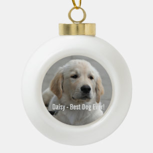 Persoonlijke Golden Retriever Dog Foto en naam Keramische Bal Ornament