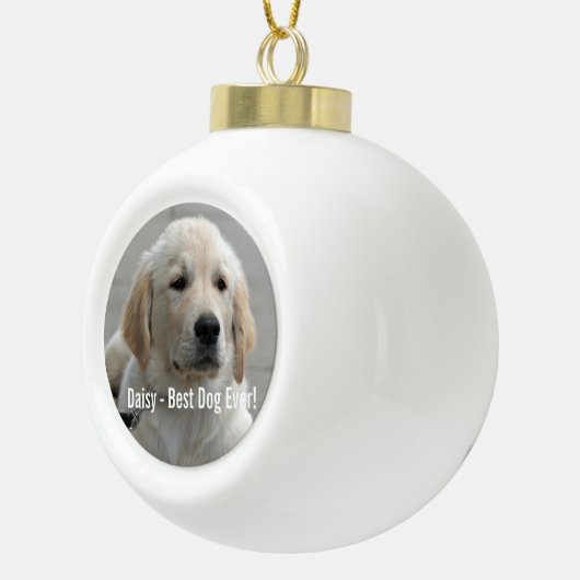 Persoonlijke Golden Retriever Dog Foto en naam Keramische Bal Ornament (Rechts)