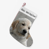 Persoonlijke Golden Retriever Dog Foto en naam Kleine Kerstsok (Voorkant (Hangend))