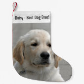 Persoonlijke Golden Retriever Dog Foto en naam Kleine Kerstsok (Voorkant)