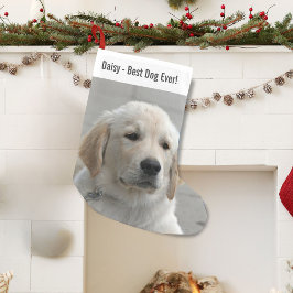 Persoonlijke Golden Retriever Dog Foto en naam Kleine Kerstsok