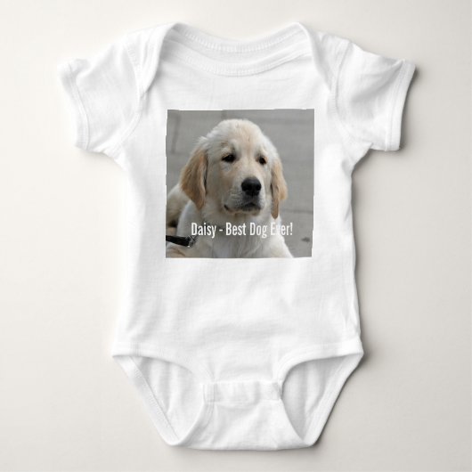 Persoonlijke Golden Retriever Dog Foto en naam Romper (Voorkant)