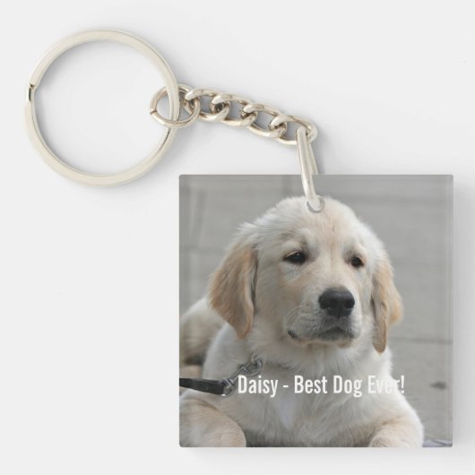 Persoonlijke Golden Retriever Dog Foto en naam Sleutelhanger (voorkant)