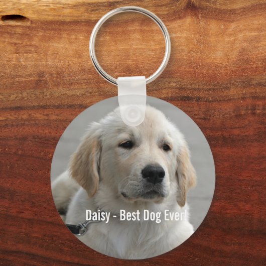 Persoonlijke Golden Retriever Dog Foto en naam Sleutelhanger (Voorkant)