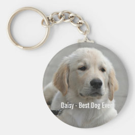 Persoonlijke Golden Retriever Dog Foto en naam Sleutelhanger