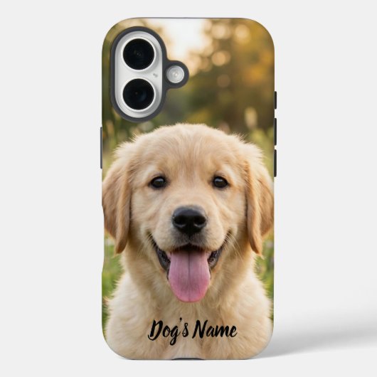 Persoonlijke Golden Retriever-foto en naam Case-Mate iPhone Case (Achterkant)