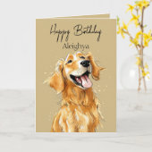 Persoonlijke Golden Retriever Kaart (Gele Bloem)