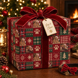 Persoonlijke Golden Retriever Kerstmis Plaid Wrap Cadeaupapier
