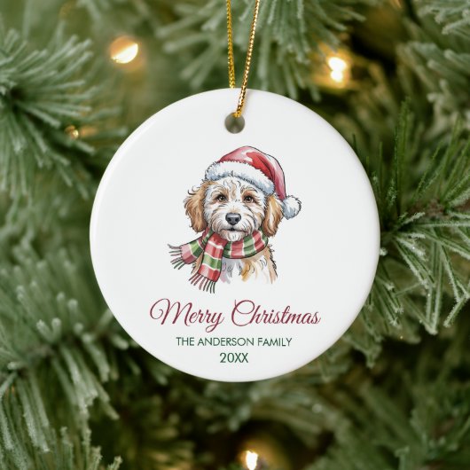Persoonlijke Goldendoodle Hond Kerstman Hoed Kerst Keramisch Ornament (Boom)