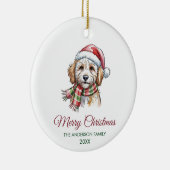 Persoonlijke Goldendoodle Hond Kerstman Hoed Kerst Keramisch Ornament (Rechts)