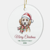 Persoonlijke Goldendoodle Hond Kerstman Hoed Kerst Keramisch Ornament (Links)