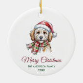 Persoonlijke Goldendoodle Hond Kerstman Hoed Kerst Keramisch Ornament (Achterkant)