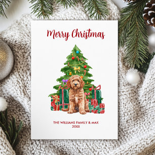 Persoonlijke Goldendoodle-hondenfamilie Kerstmis Feestdagenkaart