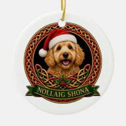 Persoonlijke Goldendoodle Nollaig Shona Knoop Keramisch Ornament