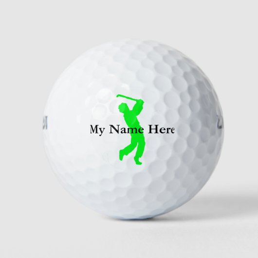 Persoonlijke Golf Ball Green Golfer Silhouette naa Golfballen (Voorkant)