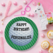 Persoonlijke Golf Ball Happy Birthday Papieren Bordje (Feest)
