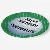 Persoonlijke Golf Ball Happy Birthday Papieren Bordje (Gekanteld)