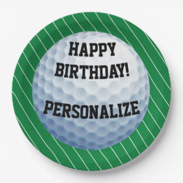 Persoonlijke Golf Ball Happy Birthday Papieren Bordje