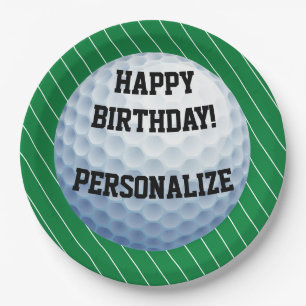 Persoonlijke Golf Ball Happy Birthday Papieren Bordje