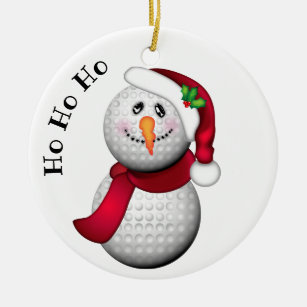 Persoonlijke Golf Ball Snowman Santa Keramisch Ornament