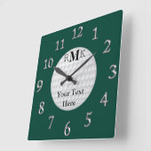 Persoonlijke Golf-cadeaus met INITIALEN, JOUW TEKS Vierkante Klok (Hoek)