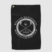 Persoonlijke Golf Club Name Black and White Golfhanddoek (Voorkant)