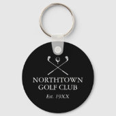 Persoonlijke Golf Club Name Black and White Sleutelhanger (Voorkant)