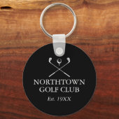 Persoonlijke Golf Club Name Black and White Sleutelhanger (Voorkant)
