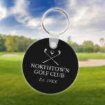 Persoonlijke Golf Club Name Black and White Sleutelhanger<br><div class="desc">Pas je aan met de naam van je golfclub en de afgesproken datum. Ontworpen door: Thisnotme©</div>