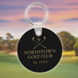 Persoonlijke Golf Club Name Black en Gold Sleutelhanger<br><div class="desc">Pas je aan met de naam van je golfclub en de afgesproken datum. Ontworpen door: Thisnotme©</div>