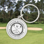 Persoonlijke Golf Club Name Vastgestelde Datum Sleutelhanger<br><div class="desc">Met een klassieke gekruiste golfclubs en golfbal ontwerp,  en verouderde stempel effect grens,  deze sleutelhangers zijn ideaal voor alle golfclubs en golfclub leden. Personaliseer met de naam van het clublid,  de naam van de golfclub en het jaar waarin de golfclub werd opgericht. Ontworpen door Thisnotme©</div>