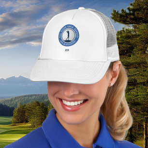 Persoonlijke Golf Dames Modern Blauw & Wit Trucker Pet