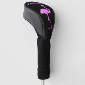 Persoonlijke golf driver hoes met roze flamingo golfheadcover (Schuin)