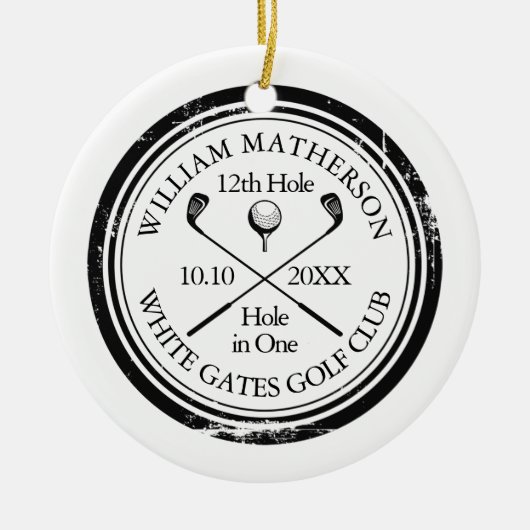 Persoonlijke Golf Hole in One Aandenken Keramisch Ornament (Voorkant)