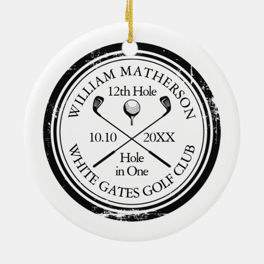 Persoonlijke Golf Hole in One Aandenken Keramisch Ornament (Achterkant)