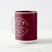 Persoonlijke Golf Hole in One Bordeaux Tweekleurige Koffiemok (Voorkant links)