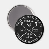 Persoonlijke Golf Hole in One Zwart en Wit Magneet (Voorkant / Achterkant)