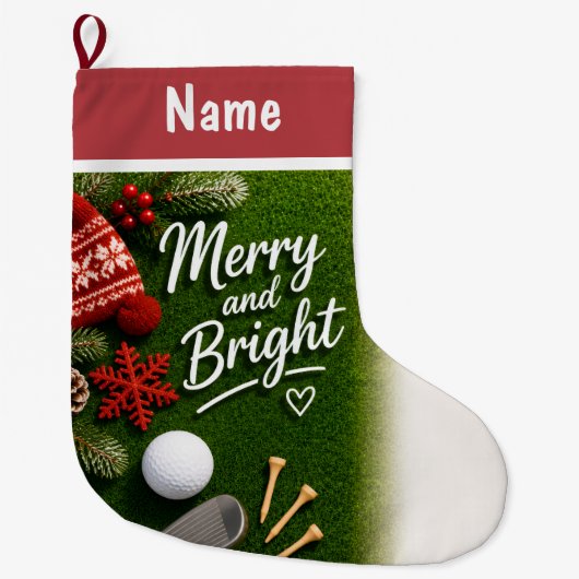Persoonlijke golf kerstcadeaus grote kerstsok (Voorkant)