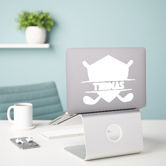 Persoonlijke Golf Liefhebber Sticker (Laptop op bureau)