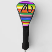 Persoonlijke Golf Regenboog Gestreept  Golfheadcover (Voorkant)
